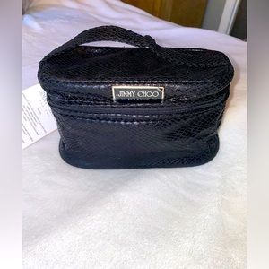 Jimmy Choo black velvet cosmetic bag with zipper